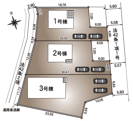【区画図】 | 愛西市下東川町中山68『仲介料無料』新築戸建て | 1号棟