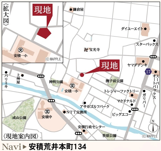 郡山市安積荒井本町　　　４号棟　　　安積第１小学校、安積中学区　の地図|案内図・拡大図