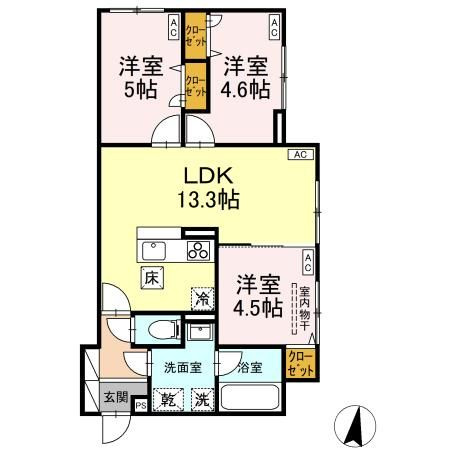 【間取り】 | D-ROOMみなみ野ヒルズA(ディールームミナミノヒルズエー)
