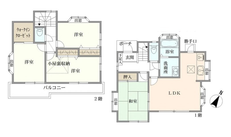 八王子市　横川町　中古戸建ての間取り|～南東向き4LDK　収納豊富、全室2面採光で陽当たり・風通しも良好です～