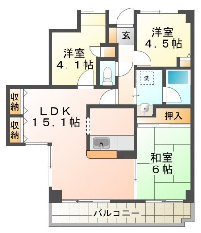 ヴァーチュアスあさぎりの間取り
