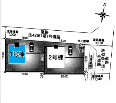 【区画図】 | 加須市水深新築全2棟　1号棟