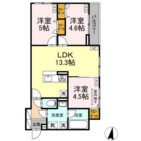 【間取り】 | D-ROOMみなみ野ヒルズA(ディールームミナミノヒルズエー)