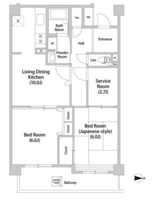 三鷹市下連雀４丁目の賃貸マンションの間取り