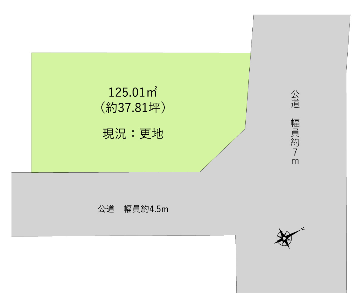 富士見市大字水子の売地の土地図|南東・北東角地につき陽当り、通風良好な土地！
37坪以上のゆとりの広さ。
建築条件はありませんのでお好みのハウスメーカーで建築できます。
資料請求やご見学などお気軽にお問い合わせください。