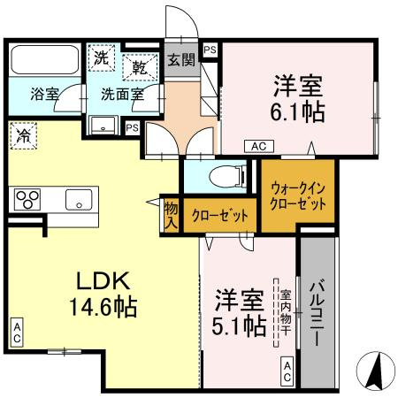 【間取り】 | D-ROOMみなみ野ヒルズA(ディールームミナミノヒルズエー)