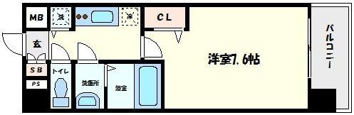プレサンス松屋町駅前デュオの間取り|プレサンス松屋町駅前デュオ　7.6帖の洋室