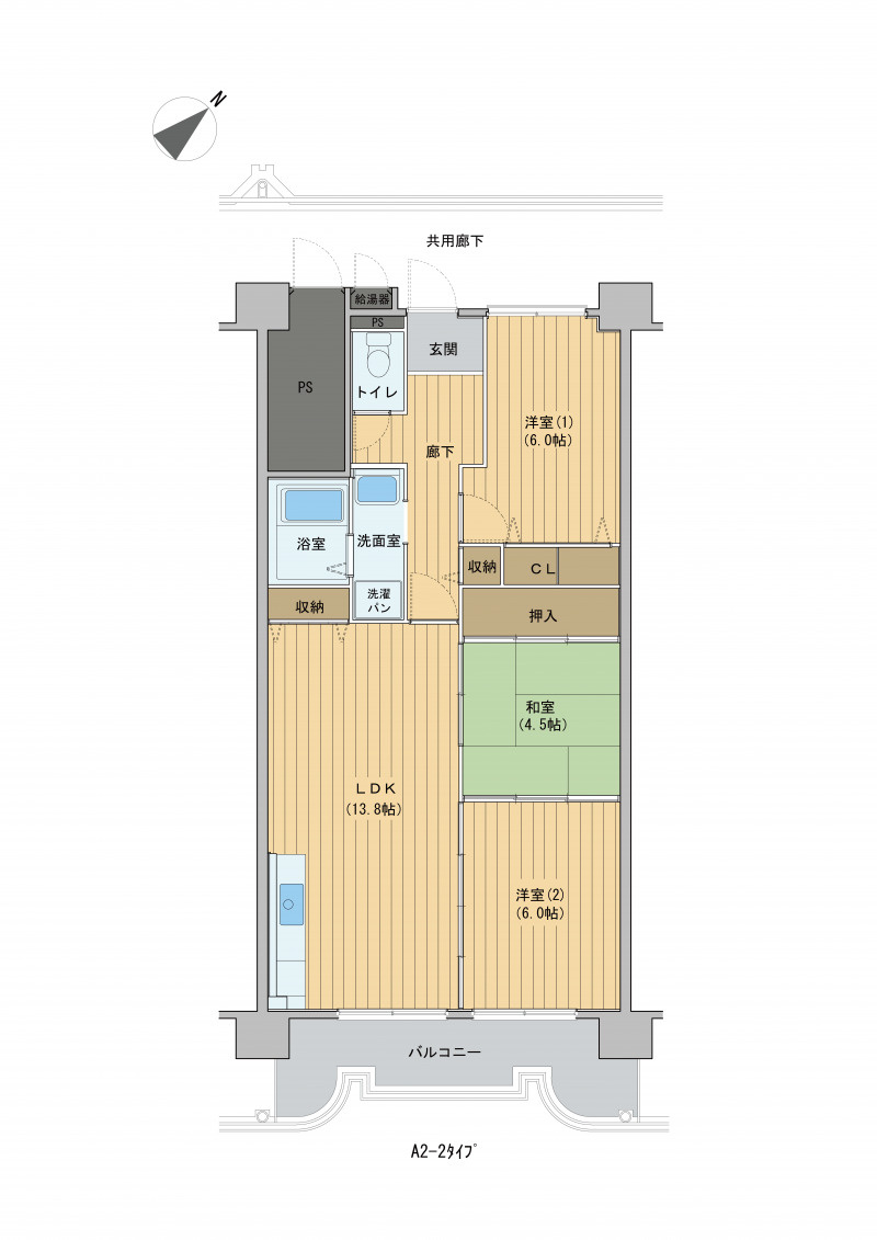 大阪市鶴見区諸口２丁目の賃貸マンションの間取り