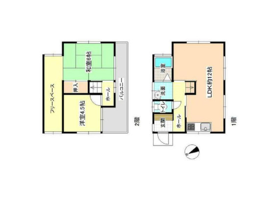 【間取り】 | 小川中古戸建 | 2つの居室とゆとりあるLDKを備えた2LDKの中古戸建。ご夫婦二人でも、お子様が生まれても暮らしやすい間取りです。木のぬくもりあふれる空間が、家族の自然な団らんを生み出します。ぜひ現地でご覧ください。