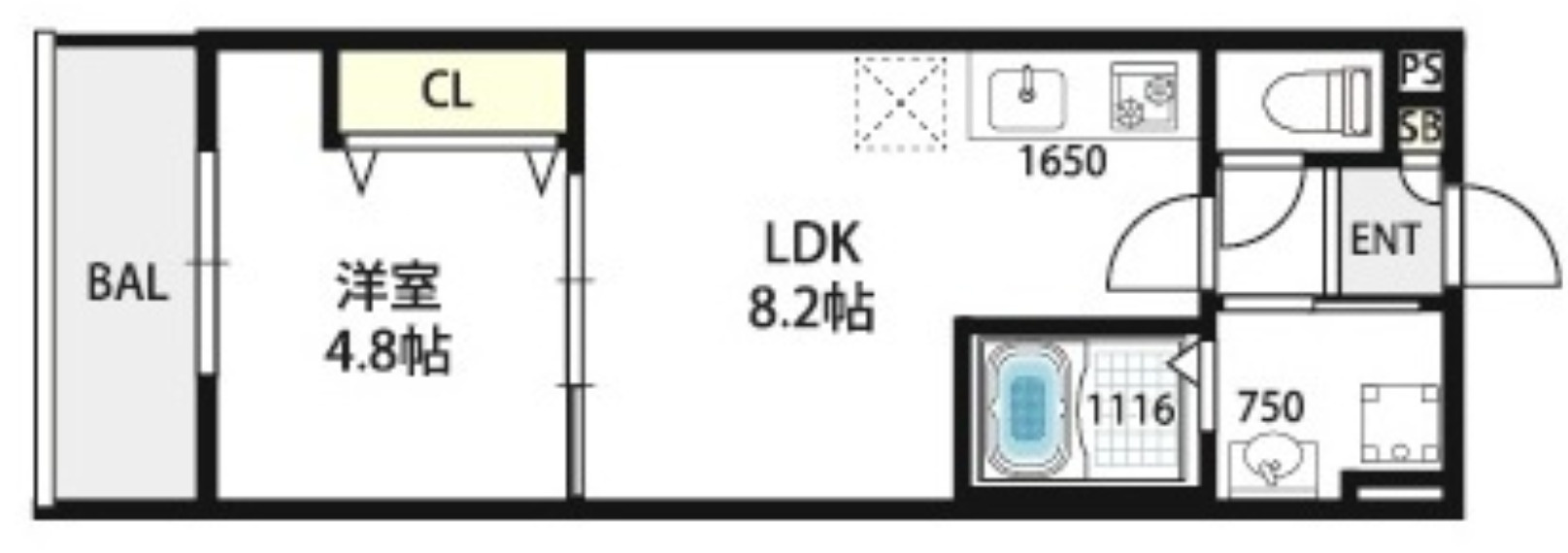 ロイヤルハイツ俊徳道の間取り