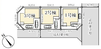 越谷市神明町 新築分譲住宅 全3棟 1号棟の区画図