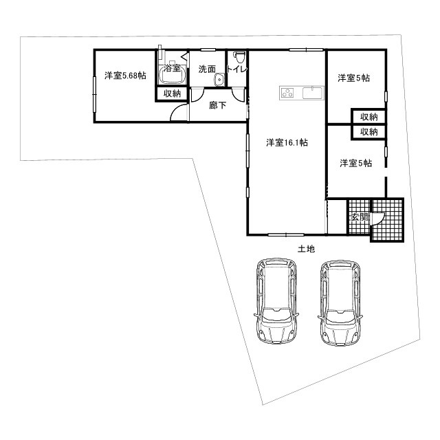 西原戸建【築浅３LDK】の間取り