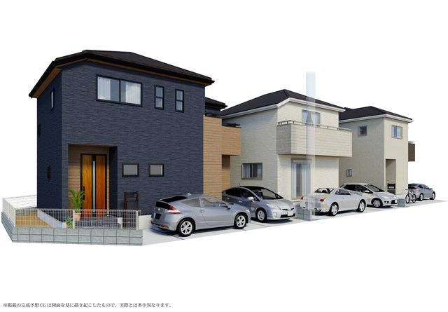 越谷市神明町 新築分譲住宅 全3棟 3号棟の外観パース