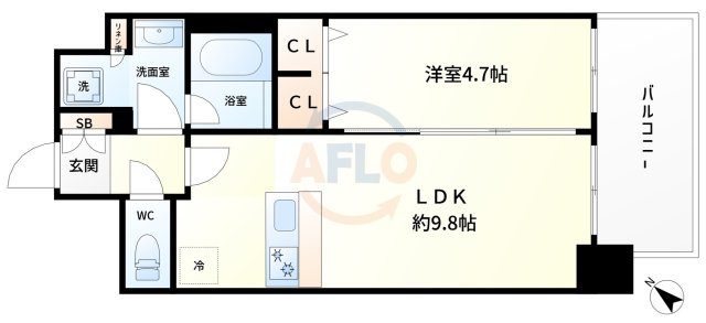 プレサンス大阪福島シエルの間取り|プレサンス大阪福島シエル　開放感のある間取り