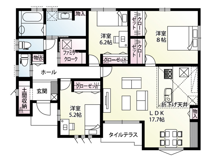 新築　前橋市広瀬町2丁目1区画の間取り|建物面積27.92坪　家計に優しい都市ガス・本下水エリア！！