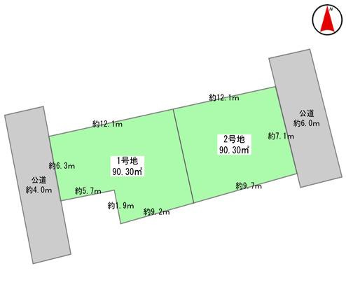 平塚市平塚２丁目　売地　全2区画の土地図|対象2号地