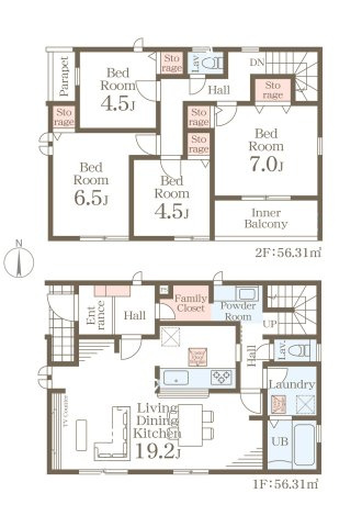 福津市宮司浜3丁目第1-4棟（3号棟）の間取り