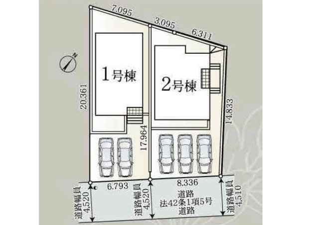 中希望が丘新築戸建２棟　4LDK＋カースペース2台以上の区画図