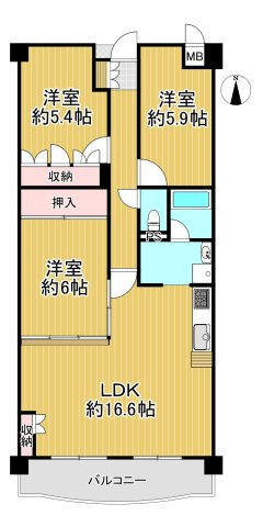 朝日プラザシティ八尾南2番館の間取り|3LDK、価格1350万円、専有面積71.95m2 採光と風　風通しの良さで過ごしやすい麗(うら)らかな気分にさせてくれるリビング。バルコニー採用で多くの光を取り込める設計になっています◎