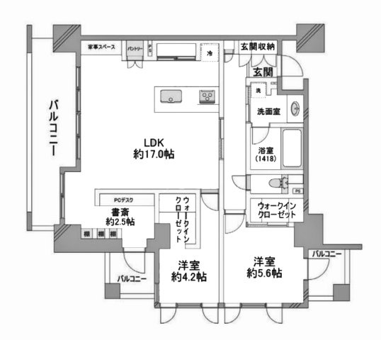 【間取り】 | アルス京都六地蔵リスタシア | 専有面積70.92㎡