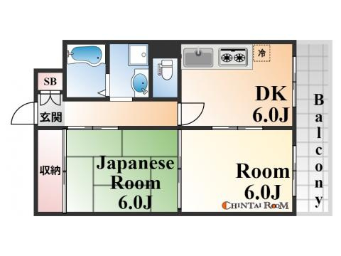 神戸市灘区楠丘町６丁目の賃貸マンションの間取り