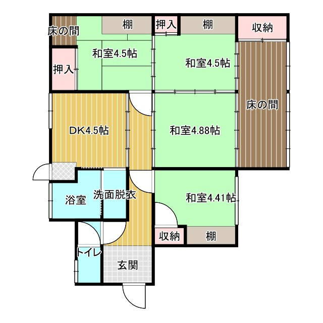 駅歩3分の平屋物件×家庭菜園可能な南庭付き　栃木市大塚町の間取り