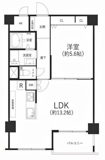 【間取り】 | 西京極大門ハイツ | 専有面積46.20㎡