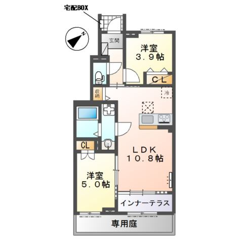 越谷市大字下間久里アパート新築工事（仮）の間取り