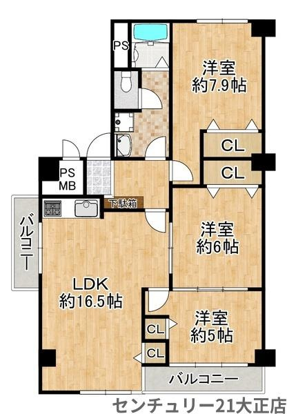 千島第二コーポ6号棟の間取り