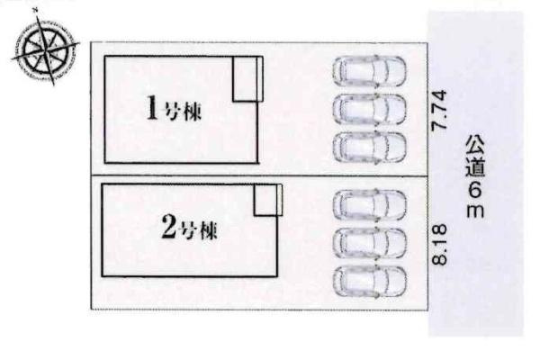 豊川市三蔵子第1期　全2棟・2号棟の区画図