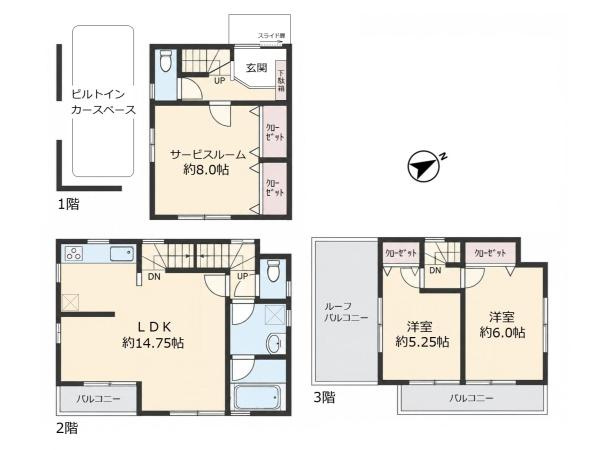横浜市港南区日野５丁目の中古一戸建の間取り
