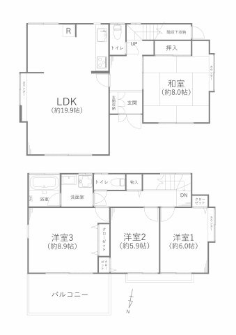 春日井市宮町一丁目戸建の間取り