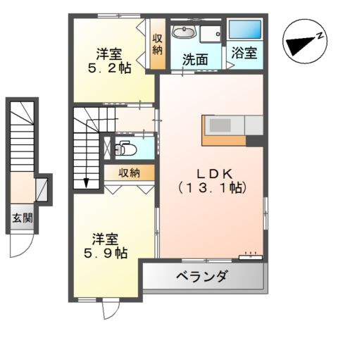 カーサ　ドゥーエの間取り