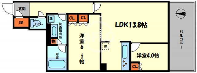 ローレルタワー梅田ウエストの間取り|ローレルタワー梅田ウエスト　開放感ある間取り