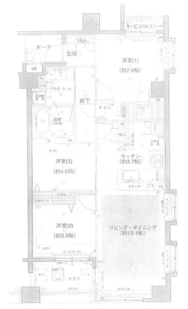 府中市美好町２丁目の中古マンションの間取り
