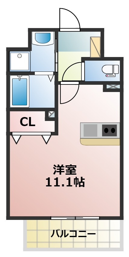 熊本市中央区新屋敷２丁目の賃貸マンションの間取り