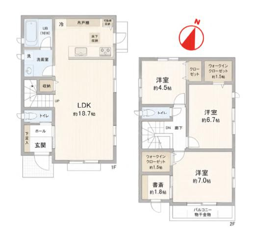 八王子市　泉町　中古戸建ての間取り|～南向き3LDK　開放感のあるワンフロアリビングの間取り～