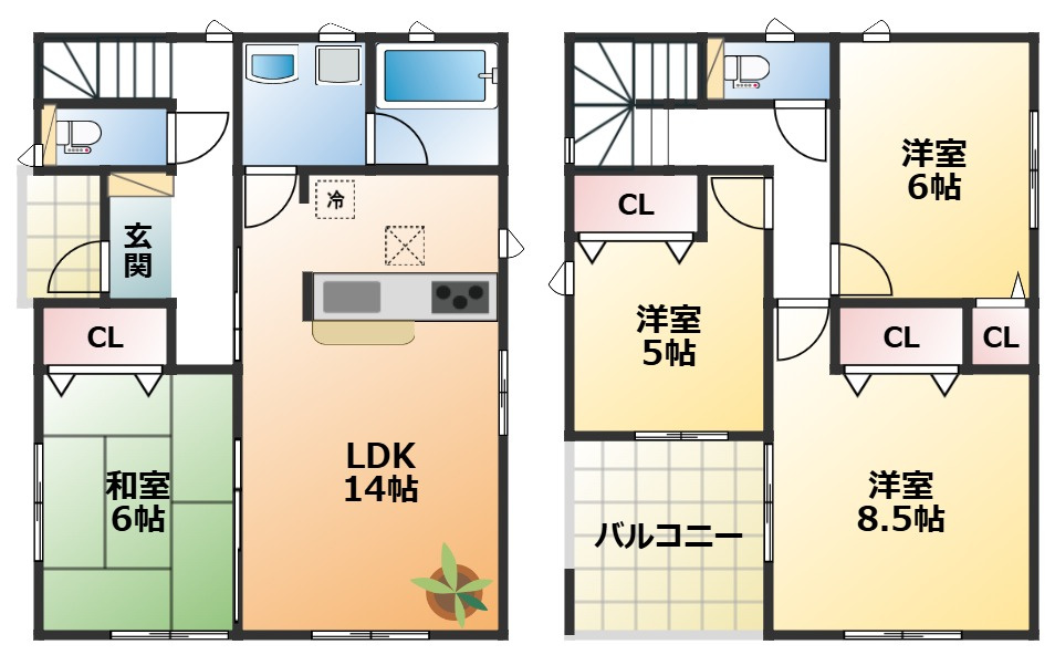 CRADLEGARDEN真岡市熊倉第5の間取り|南向きで陽当たりの良い間取りです