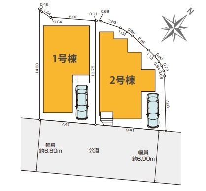 西宮市上ケ原六番町　第1期　新築一戸建ての区画図|全2区画