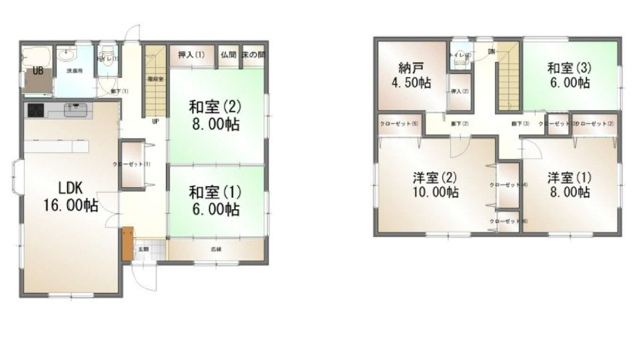 野洲市近江富士３丁目　中古戸建の間取り