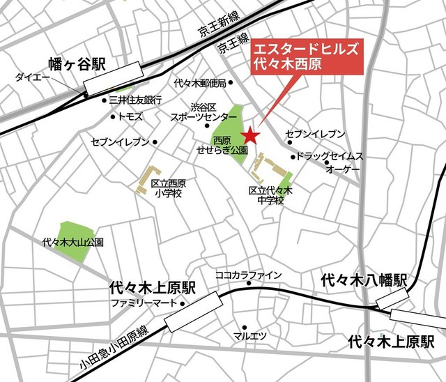 エスタードヒルズ代々木西原の地図