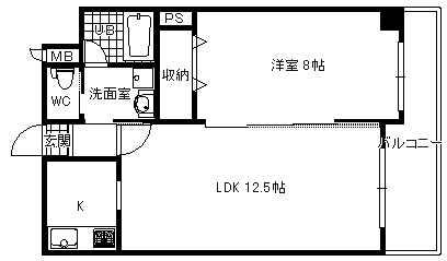 大阪市中央区安堂寺町２丁目の賃貸マンションの間取り