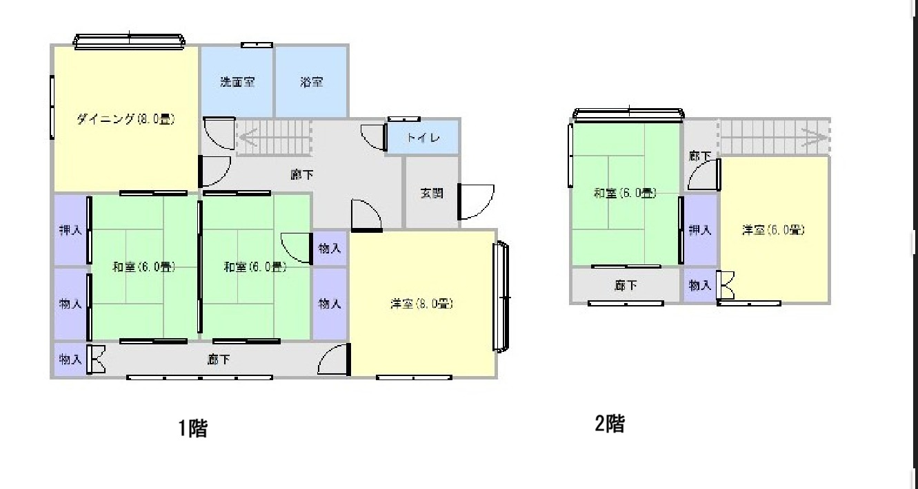 東惣付け　戸建ての間取り