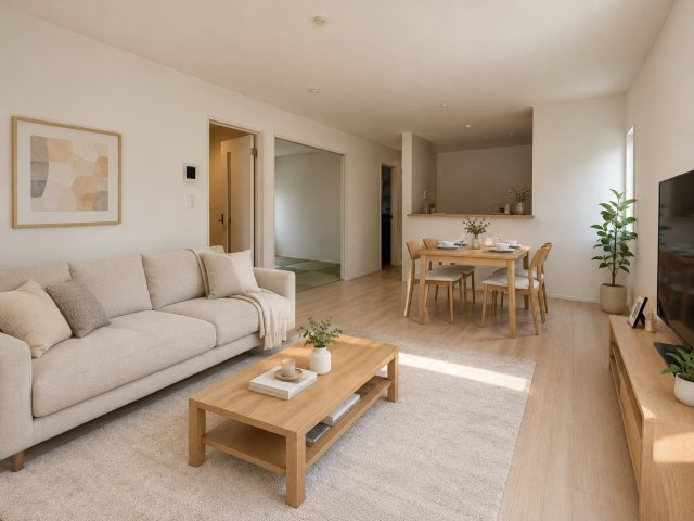 阪南市箱作第３　新築戸建の居間・リビング|（こちらの家具はイメージとなります）