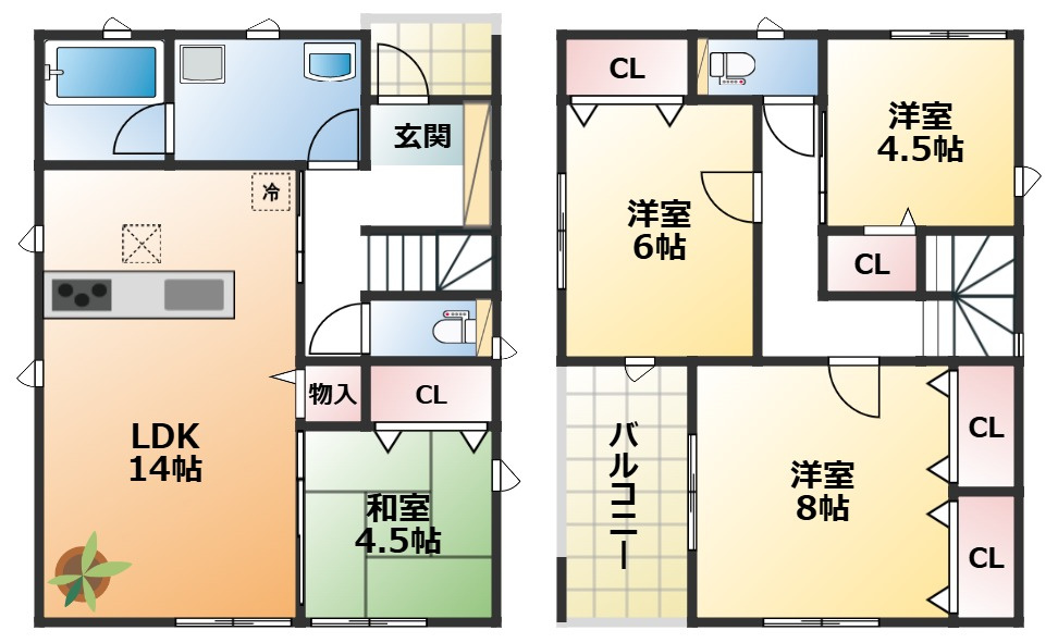 CRADLEGARDEN真岡市熊倉第5の間取り|南向きで陽当たりの良い間取りです