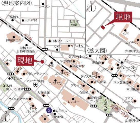【新築】前橋市天川大島町第５　限定１棟　リーブルガーデン　新築建売の地図