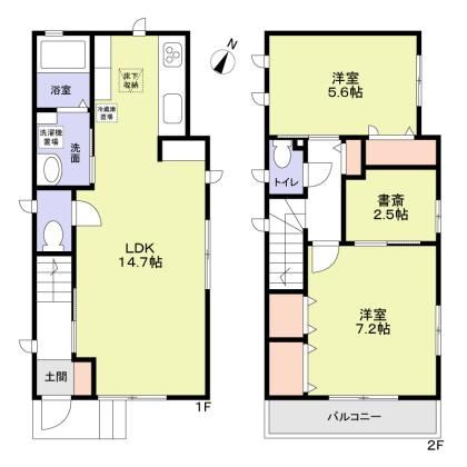 磯子区滝頭２丁目貸家Ｄ棟の間取り