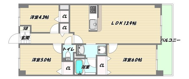 大阪市淀川区西宮原２丁目の賃貸マンションの間取り