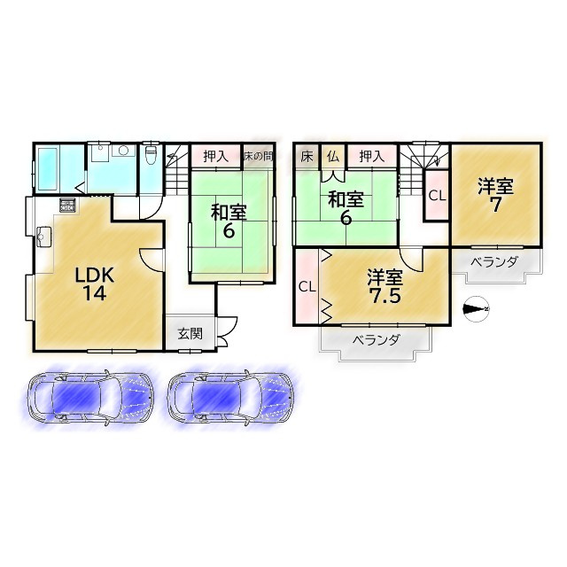 木津川市山城町平尾上垣内 戸建の間取り