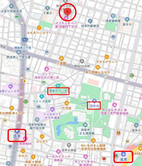 台東区浅草４丁目の店舗事務所の地図